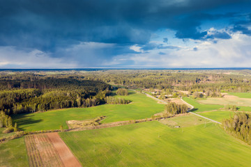 Fototapeta na wymiar Spring evening in countryside of Latvia.