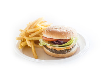 hamburger on white background