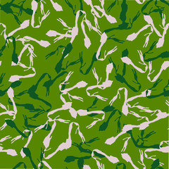 Forest camouflage of various shades of green and beige colors