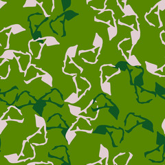 Forest camouflage of various shades of green and beige colors