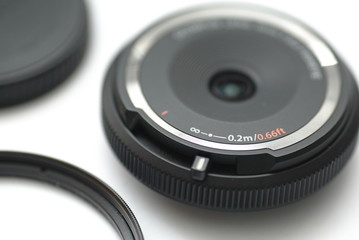 Pancake lens isolated on white background