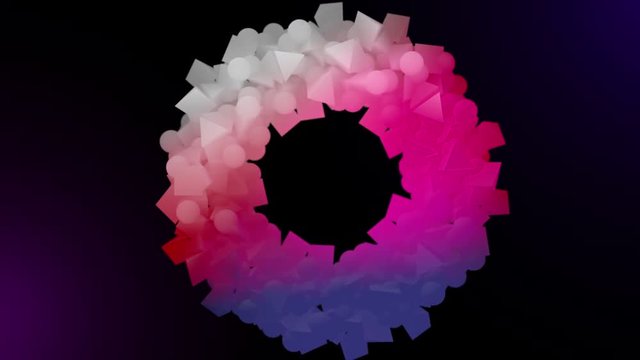 3D looping objects in 3D tube twisting and rotating in endless loop