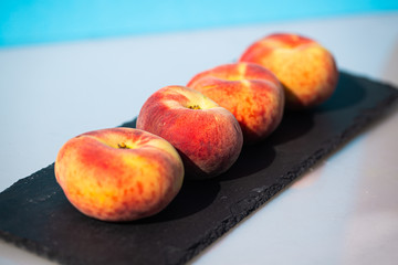 Vineyard peaches in a row