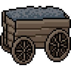 vector pixel art coal wagon