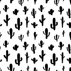 Cute seamless cactus pattern background. Vector illustrations for gift wrap design.
