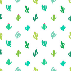 Cute seamless cactus pattern background. Vector illustrations for gift wrap design.