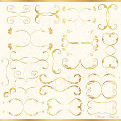 Set of vintage gold elements on a light background