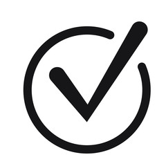 Tick icon vector symbol, checkmark isolated on white background, checked icon or correct choice sign, check mark or checkbox pictogram