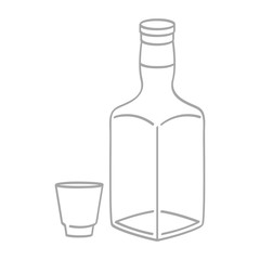 vector icon with whiskey bottle and glass