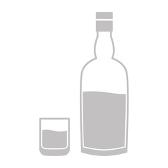 vector icon with whiskey bottle and glass