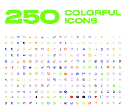 Big Colorful Icon Set Vector Flat Icons 
