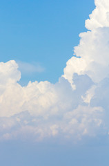 White clouds with blue sky background.