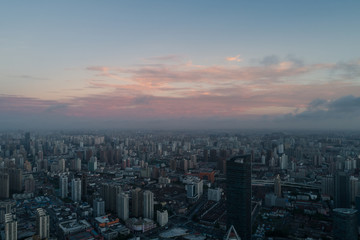 aerial view of HuangPu district, Shanghai, at dawn