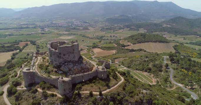 Ruins of Chateau d Aguilar one of the Cathar castles Build in the XII century was abandoned in 1569