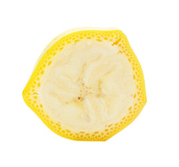 Banana slice isolated on white background.