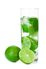 cold fresh lemonade. Isolated on white background with clipping path