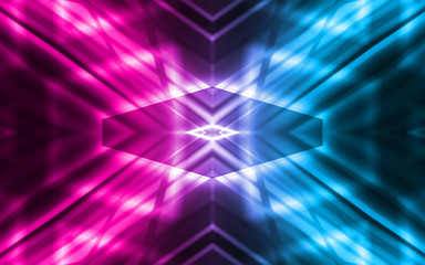 Obraz premium Dark abstract futuristic background. Neon lines, glow. Neon lines, shapes. Pink and blue glow