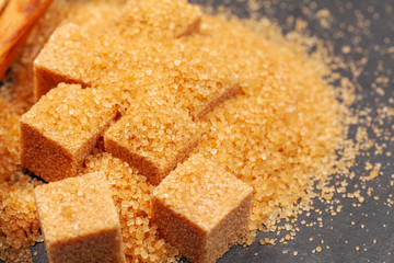 Rock sugar on dark background close up