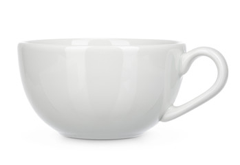 Empty white mug isolate on white background
