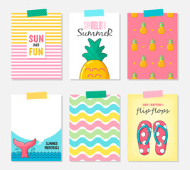 Vector set of bright summer cards