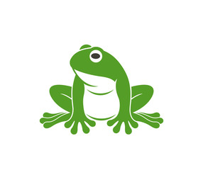 Green frog. Abstract frog on white background