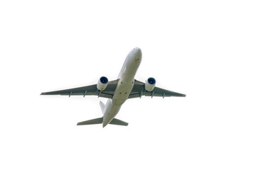 Airplane takes off from international airport isolated on white background