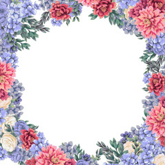 Floral frame for design save the date cards, invitations, posters and birthday decoration