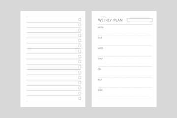 A5 planner Weekly plan, To Do List vector mockup