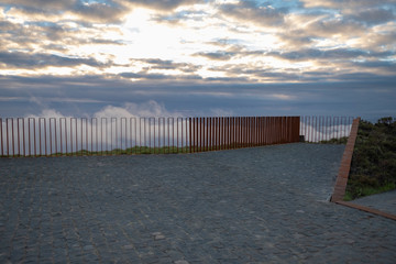 Landscape on cloudy end of day on the viewpoint Miradouro de pico da Barrosa, Sao Miguel Island, Azores, Portugal