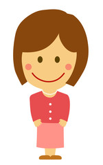 Cartoon deformed young female vector illustration ( Japanese, Asian, mother,mom)