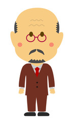 Cartoon deformed male person vector illustration ( Asian/Japanese business person / manager,president,ceo)