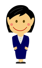 Cartoon deformed female office worker vector illustration ( Japanese, Asian, business, office people)