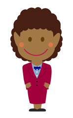 Cartoon deformed female office worker vector illustration ( Black people, business, office people)
