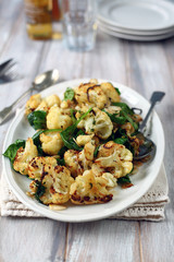 Roast cauliflower salad with spinach