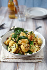 Roast cauliflower salad with spinach