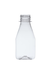 Empty bottle from transparent plastic isolated on a white background