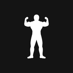 Bodybuilder icon, muscle sign. Vector illustration for web design
