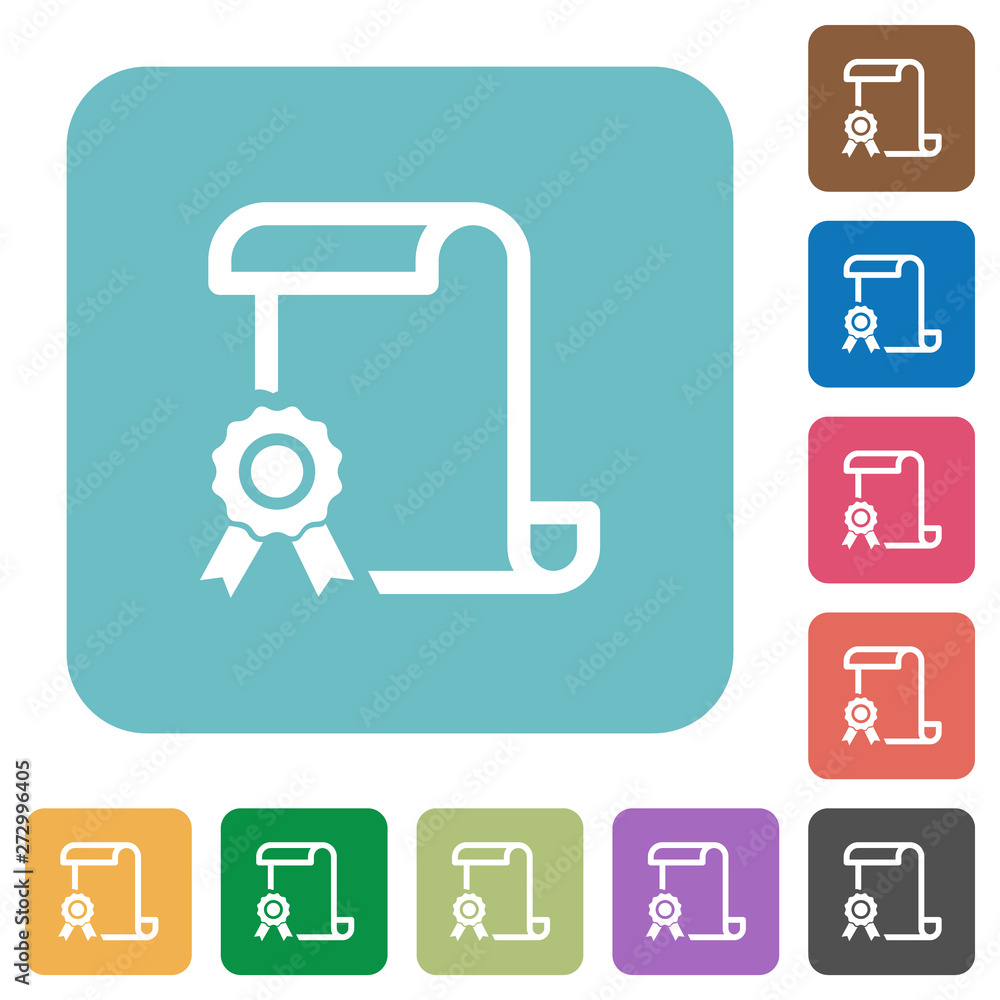 Aufkleber scroll with certificate on left rounded square flat icons