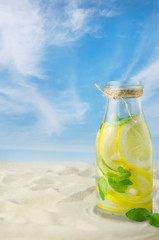 Fresh cold lemonade by beach