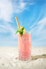 Cold holiday drinks by beach