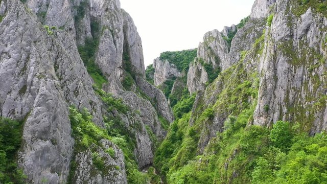 Cheile Turzii Gorge aerial view, Romania.