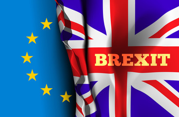 Brexit, the exit of Great Britain from the European Union. Vector illustration with flags of UK and EU