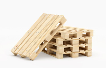 Ein Stapel von 4 Europalette Holzpalette mit anlehnender Palette links