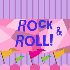 Writing note showing Rock And Roll. Business concept for Musical Genre Type of popular dance music Heavy Beat Sound