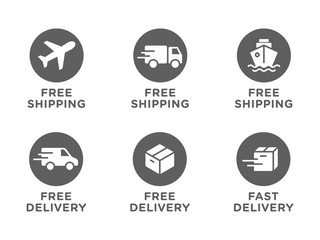 Free shipping, delivery vector icons set