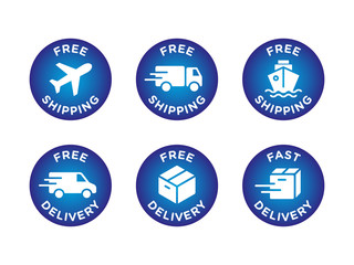 Free shipping, delivery vector icons set