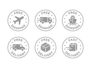 Free shipping, delivery vector icons set