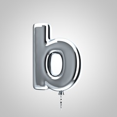Shiny metallic chrome balloon letter B lowercase isolated on white background