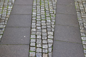 Detailed close up view on cobblestone pavement streets in high resolution