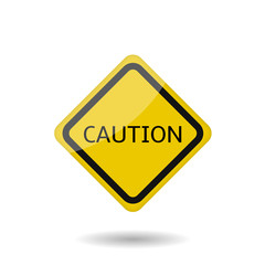 Caution sign. Yellow warning icon, Vector illustration